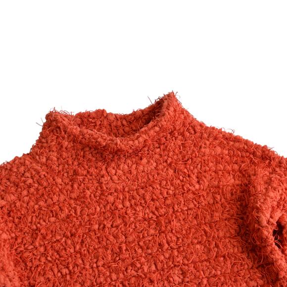 Skye's The Limit Orange Fuzzy Teddy Cowl Neck Oversized Sweater Size XS - Picture 2 of 7